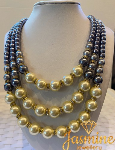 Chunky glass pearl - pearl, strand