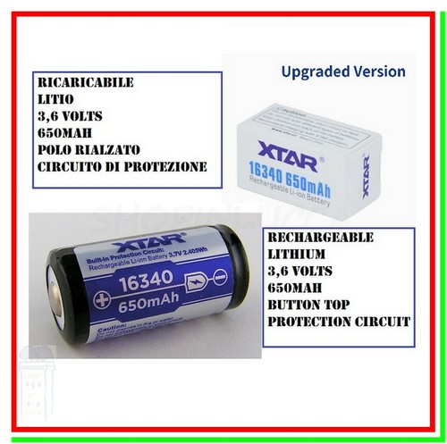 Batteria 16340 per torcia - , led