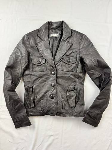 Blazer pelle vila clothes nero - pelle,