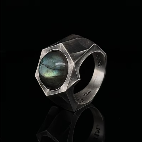 Anello uomo unico labradorite - anello,