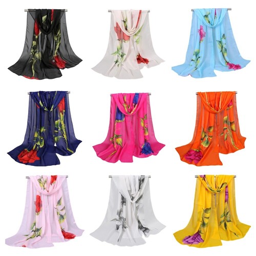Sciarpa donna chiffon fiori