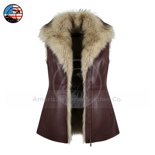 Gilet lungo donna - pelle, di