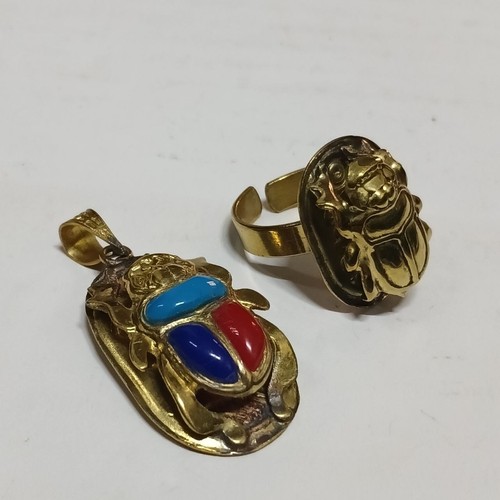Anello ciondolo scarabeo - ciondolo, in