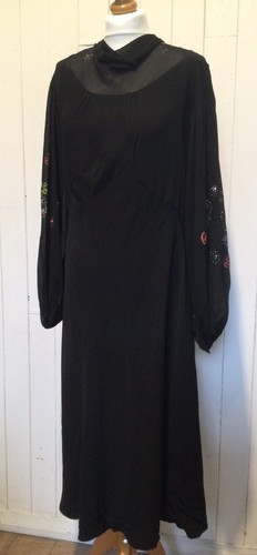 Abito vestito crepe nero anni