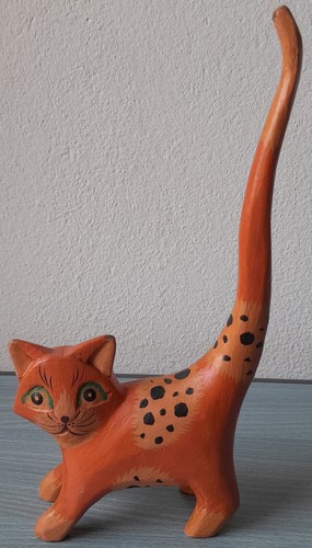 Gatto statuetta legno - gatto,