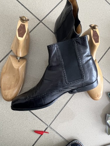 Hermes bottines cuir noir bon - noir,