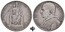 VATICANO 10 lire 1934 ARGENTO Papa Pio XI