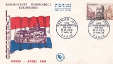FRANCE 1963 FDC CINQ GRANDS HOMMES DES PAYS DE LA CEE YT 1385
