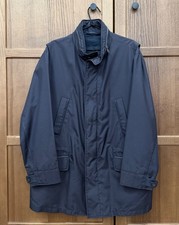 Brioni trench blu navy seta