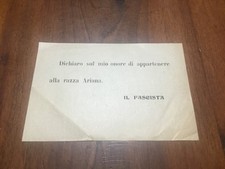FASCISMO - DICHIARAZIONE APPARTENENZA RAZZA ARIANA