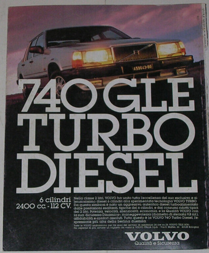 Advert pubblicità 1986 volvo - advert,