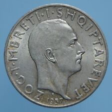ALBANIA ZOG I 2 FRANGA ARI 1937 SILVER COIN MONETA ARGENTO RARA INDIPENDENZA
