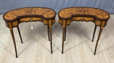 ?Coppia di Tavolini da Centro Fagiolo Antichi Intarsiati Radica Napoleone III?