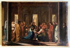 ANTICO DIPINTO OLIO TELA SCENA