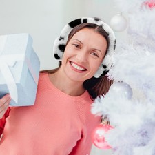  Paraorecchie da donna con stampa invernale Copriorecchie pieghevole e soffice