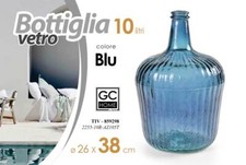 BOTTIGLIA DAMIGIANA ARREDO VASO CENTROTAVOLA LIVING CLASSICO MODERNO BLU 38cm