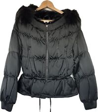 PIUMINO PRADA DONNA TG. 42 NERO GIACCA CORTA GIUBBOTTO COLLO VOLPE E VISONE