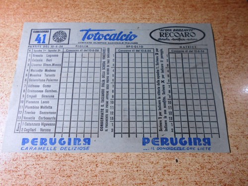 Totocalcio 6 1956 - totocalcio, n.41=10/6/1956
