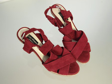 Sandali con tacco zara in pelle scamosciata rossa numero 37