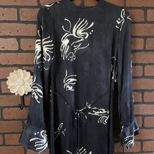 Abito midi astratto blu navy