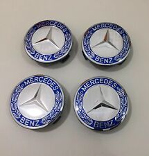 TAPPI COPRIMOZZO PER MERCEDES BLU CERCHI RUOTE CLASSE A B C E COMPATIBILE 75 MM