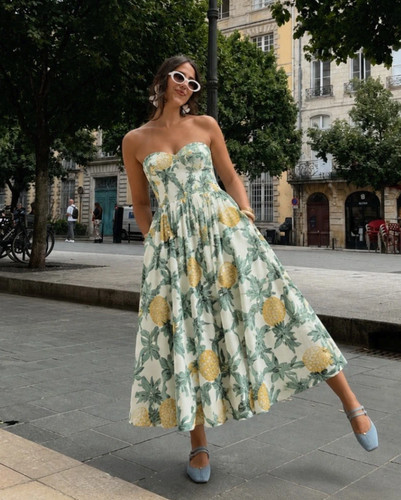 Abito midi senza spalline - , zara