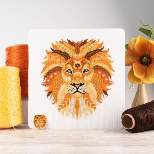 Kit punto croce mandala lion - croce,