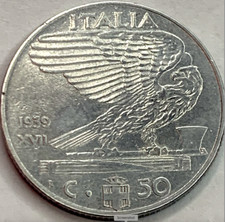 Rare 1939 Italy 50 Centesimi