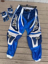 Fox Racing 360 Motocross MX Off Road Pantaloni Equitazione Taglia 36 Blu Guanti Lotto Bici