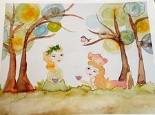 Quadro acquerello fata dipinto