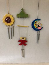 SCACCIAGUAI portafortuna acchiappasogni in legno clown cm 37 luna cm 19 fiore 18