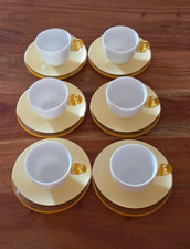 GUZZINI Tazza e Piattino Espresso Giallo e Bianco Acrilico e Porcellana Italia Set 6 Pezzi