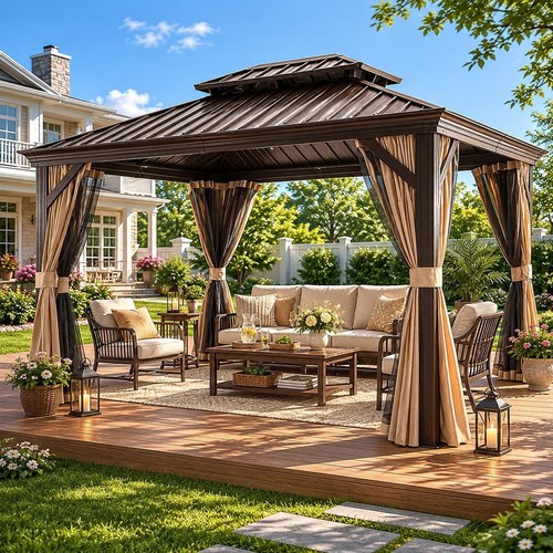 Hardtop aluminum gazebo - aluminum,