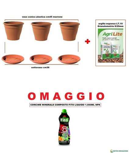 Kit vaso plastica argilla - vaso, 45+argilla