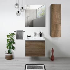 Mobile Bagno sospeso con Lavabo Lavatoio in Ceramica 60 cm Specchio e Colonna