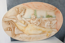 QUADRO A RILIEVO CON DAMA ARREDO DA INTERNO BASSORILIEVO IN GESSO CERAMICO 72X45