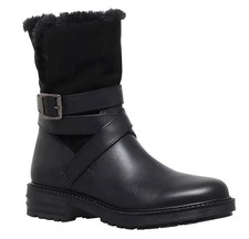 Stivali Kurt Geiger Soldier donna UK 4 neri stile biker pelle scamosciata pelliccia