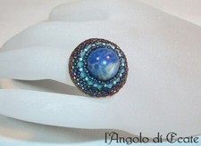 ANELLO regolabile artigianale perla pietra SODALITE Swarovski perline Miyuki 