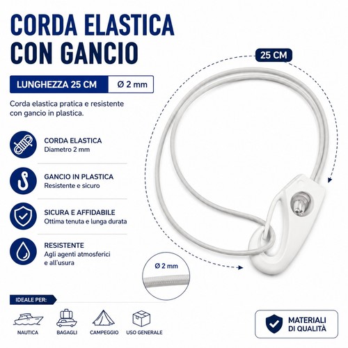 Corda elastica cm 25 - corda, x