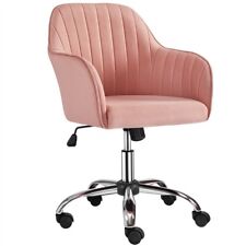 Sedia/Poltroncina Ufficio Ergonomica Scrivania Velluto Girevole a Rotelle Rosa
