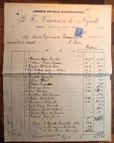 1940 modena fattura - 1940,