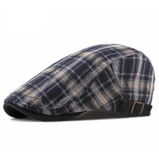 Uomo Donna Piatto Basco Cappello a Righe Plaid Coppola Edera Regolabile Vintage