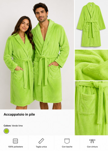 Accappatoio pile unisex - in,