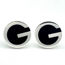 Gucci G Logo Gemelli Grandi Icona Iniziale Pulsante Argento Sterling SV925 RA...