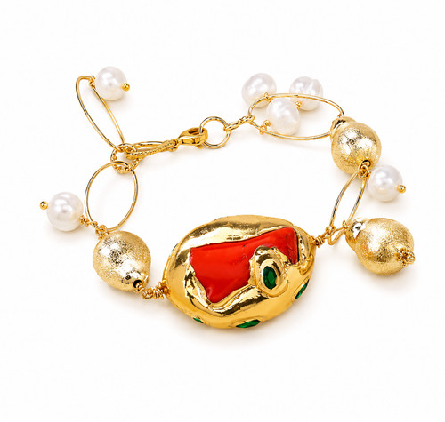 Bracciale con perle naturali - con, e