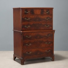 Mobile Cassettiera Antica Mogano 6 Cassetti Bronzo XIX Secolo Originale