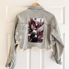 Giacca denim Trio Urban Wake Up Kick Ass Crop blu invecchiato taglia S/M grunge