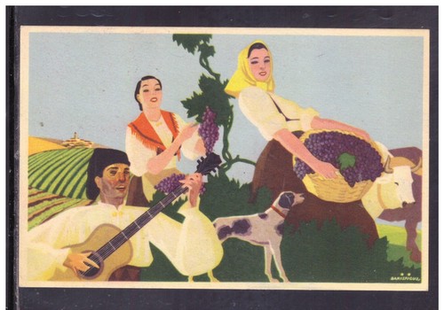 Cartolina costumi sardi - costumi,