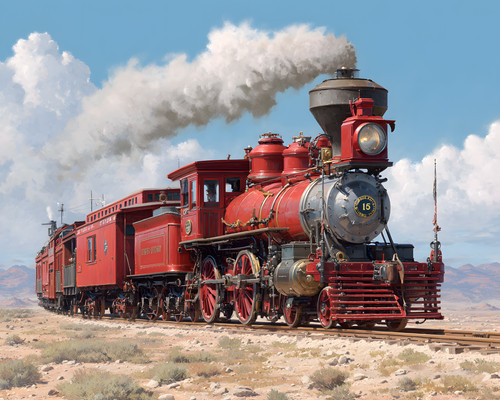 Locomotiva vapore rosso - a,