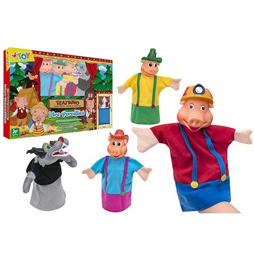 Teatrino burattini con tre - burattini,
